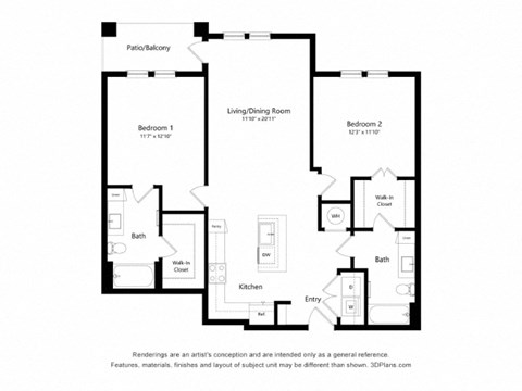 a floor plan of a living room with a bedroom and a kitchen